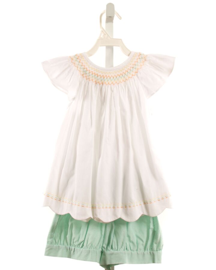 ALICE KATHLEEN  WHITE  GINGHAM SMOCKED 2-PIECE OUTFIT