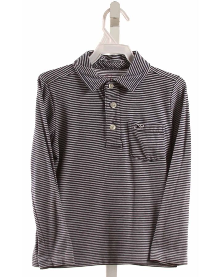 VINEYARD VINES  NAVY  STRIPED  KNIT LS SHIRT