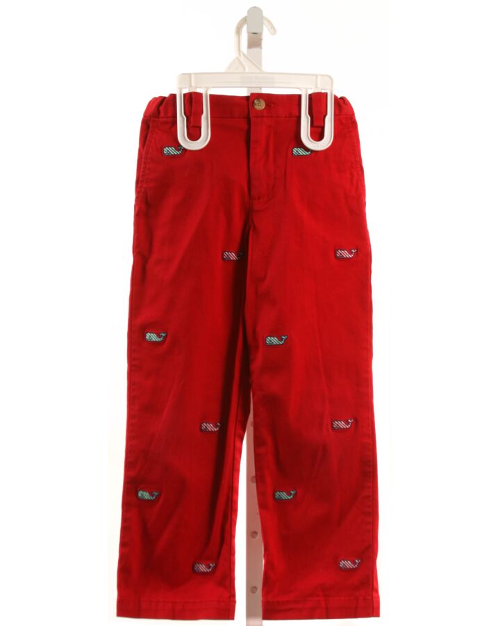 VINEYARD VINES  RED   EMBROIDERED PANTS