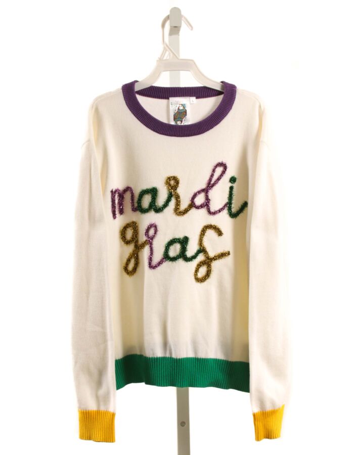 QUEEN OF SPARKLE  CREAM   APPLIQUED SWEATER