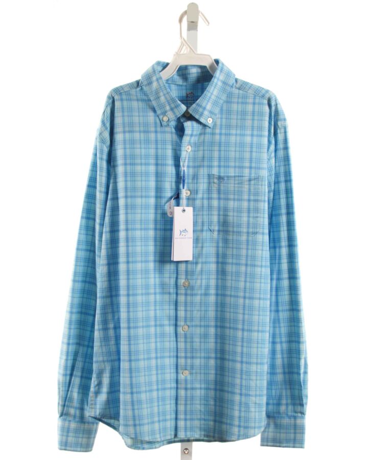SOUTHERN TIDE  BLUE  PLAID  DRESS SHIRT