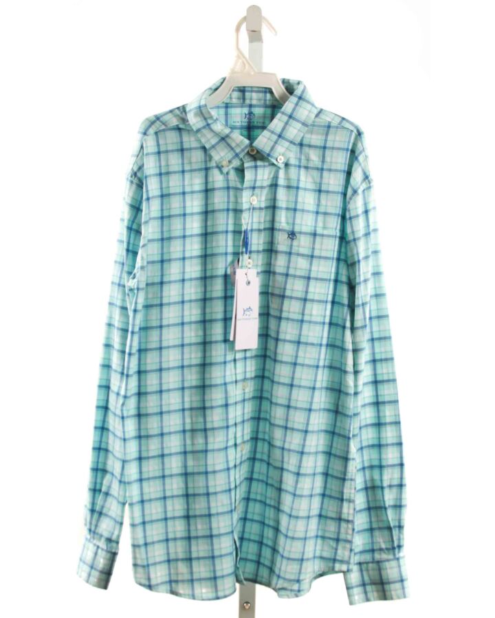 SOUTHERN TIDE  AQUA  PLAID  DRESS SHIRT