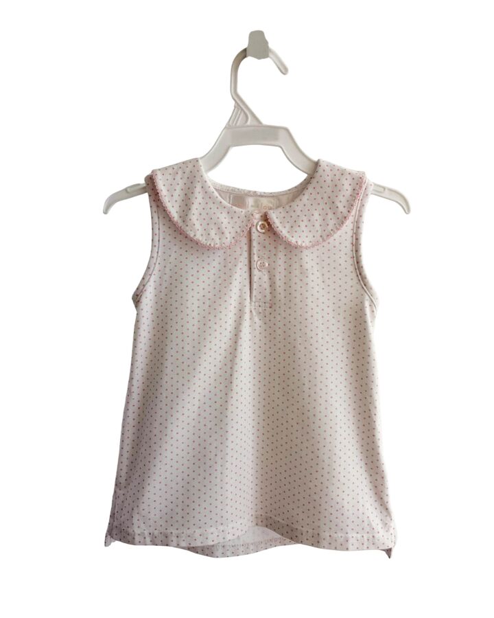 CECIL & LOU  PINK KNIT POLKA DOT  SLEEVELESS SHIRT WITH PICOT STITCHING
