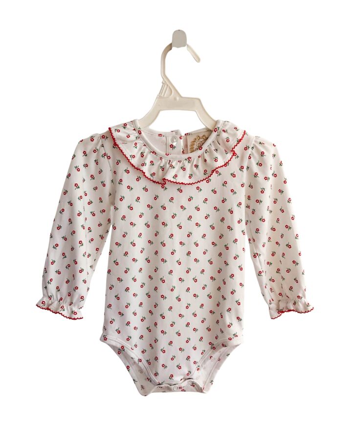 THE BEAUFORT BONNET COMPANY  RED  FLORAL  KNIT LS SHIRT WITH PICOT STITCHING