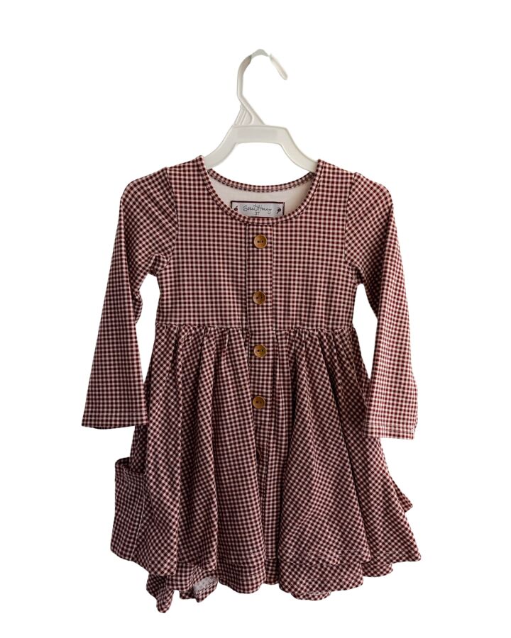 SWEET HONEY  MAROON  GINGHAM  KNIT DRESS WITH RUFFLE