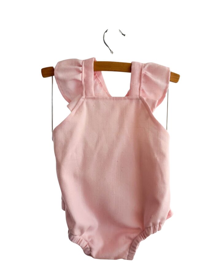 SHE LOVES HER MAMA  PINK LINEN   BUBBLE WITH RUFFLE