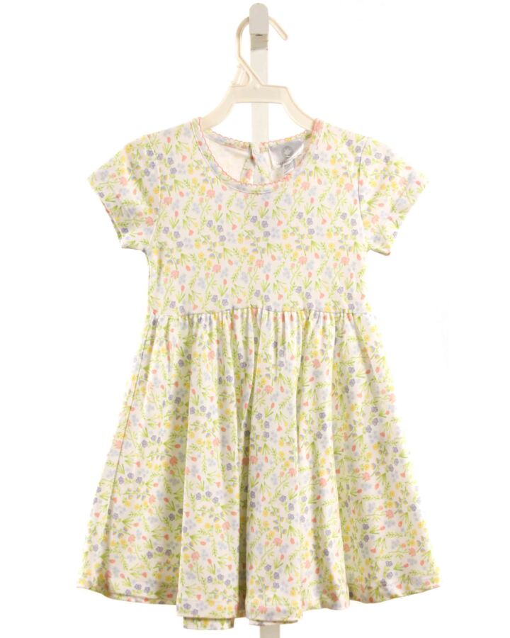 THE PROPER PEONY  LIME GREEN  FLORAL  KNIT DRESS WITH PICOT STITCHING