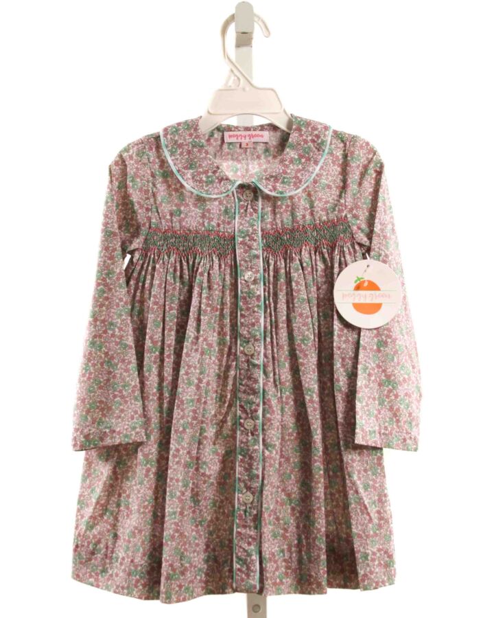 PEGGY GREEN  LT PINK  FLORAL SMOCKED DRESS