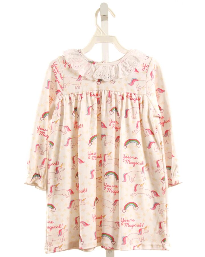 GRACE & JAMES  HOT PINK  PRINT  LOUNGEWEAR WITH EYELET TRIM