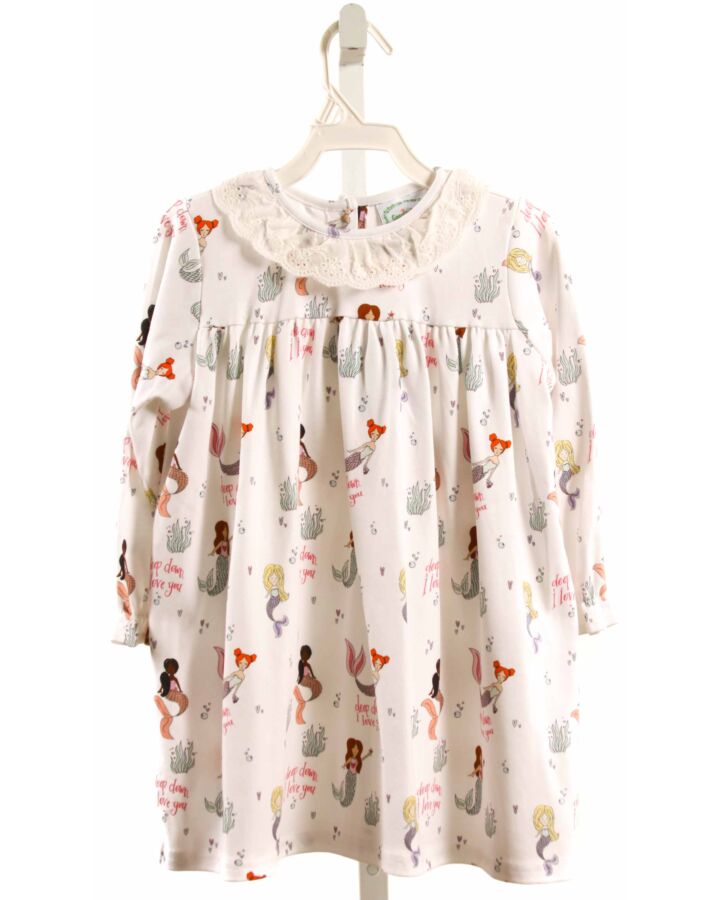 GRACE & JAMES  WHITE  PRINT  LOUNGEWEAR WITH EYELET TRIM