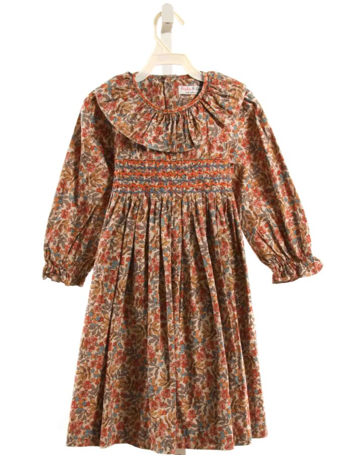 SOPHIE & LUCAS  ORANGE  FLORAL EMBROIDERED DRESS WITH RUFFLE