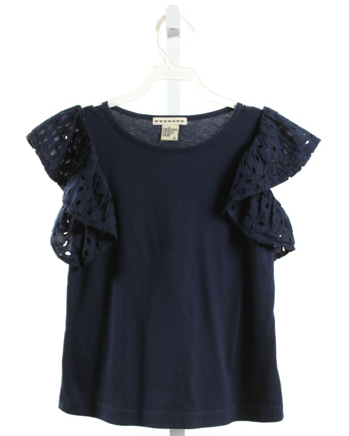 ANTHEM OF THE ANTS  NAVY    KNIT SS SHIRT WITH EYELET TRIM