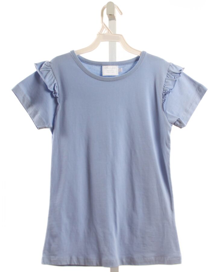 LITTLE ENGLISH  LT BLUE    KNIT SS SHIRT WITH RUFFLE