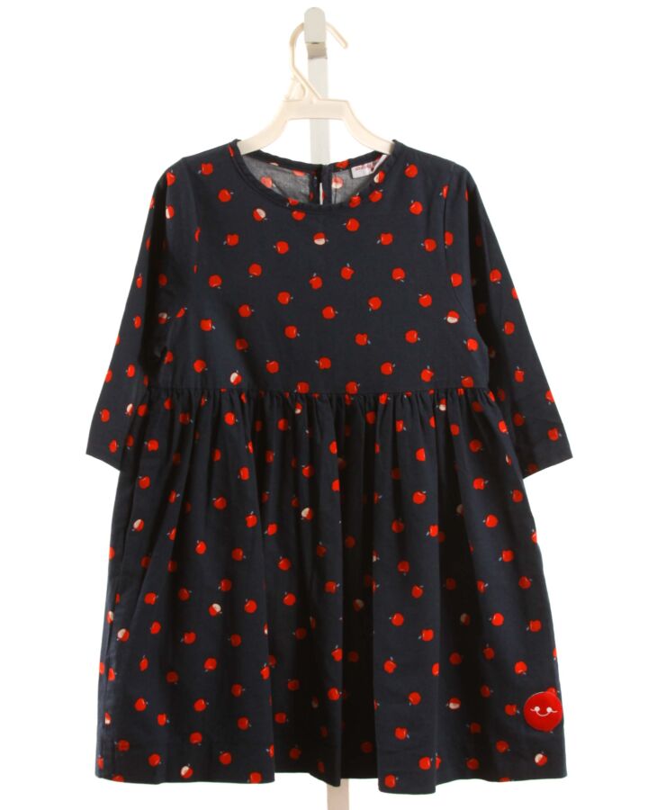 SMILING BUTTON  NAVY  PRINT  DRESS
