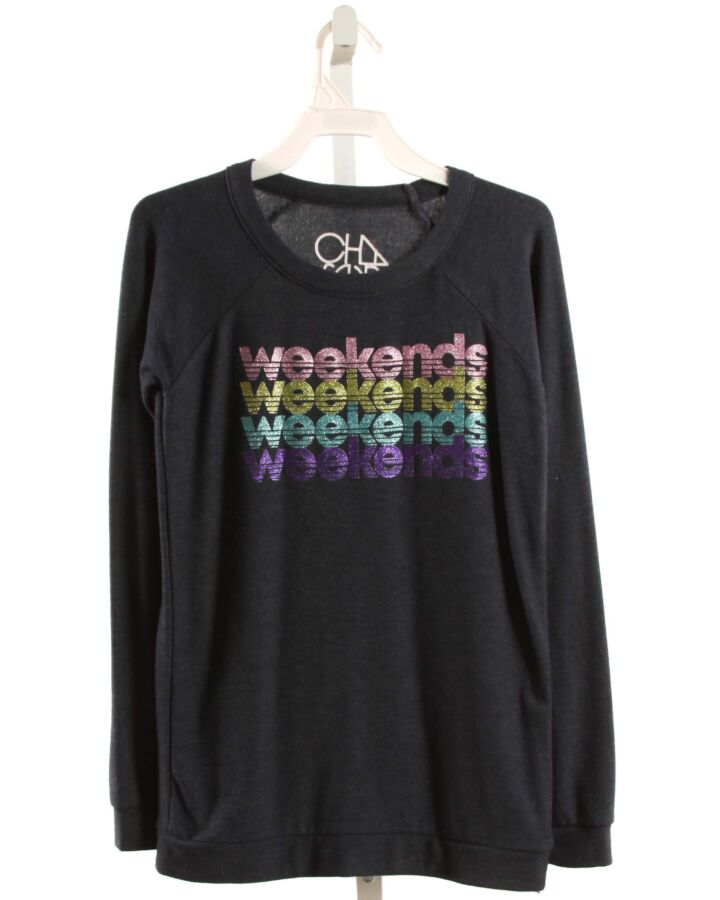 CHASER  BLUE   PRINTED DESIGN KNIT LS SHIRT