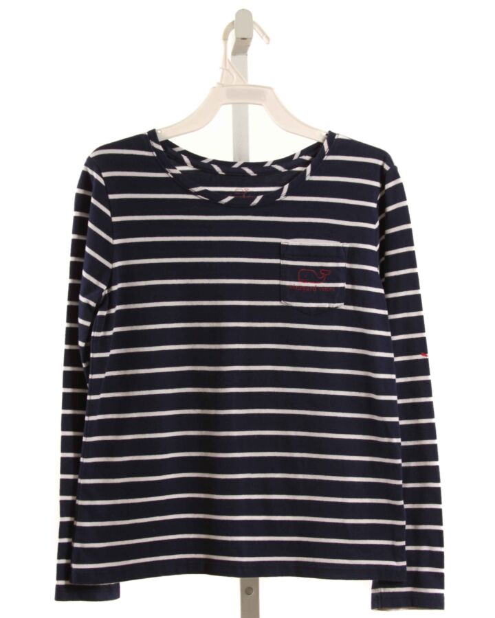VINEYARD VINES  NAVY  STRIPED  KNIT LS SHIRT