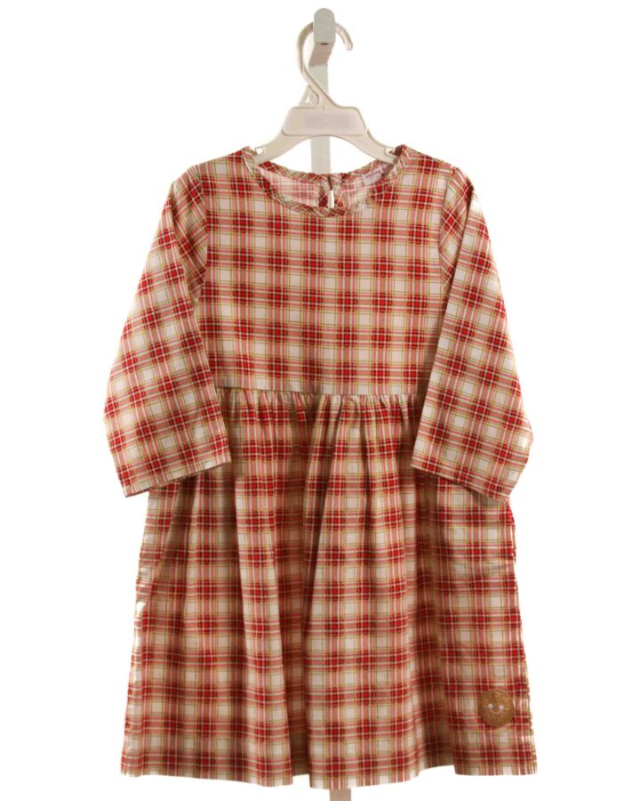 SMILING BUTTON HOT PINK PLAID DRESS