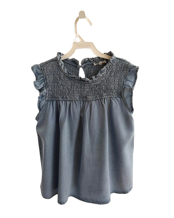 HAYDEN GIRLS  CHAMBRAY    SLEEVELESS SHIRT WITH RUFFLE
