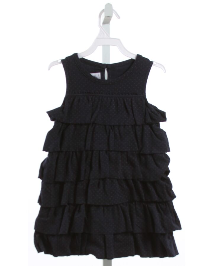 PETIT BATEAU  NAVY  POLKA DOT  KNIT DRESS WITH RUFFLE