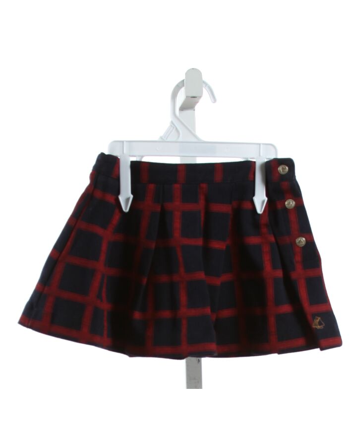 PETIT BATEAU  RED  WINDOWPANE  SKIRT