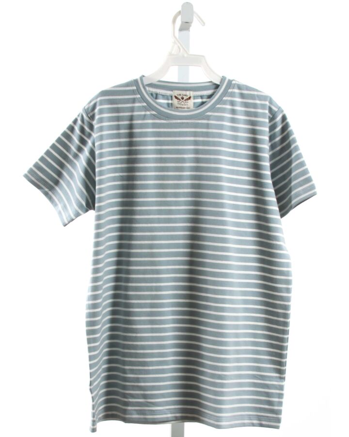 THE OAKS APPAREL   BLUE  STRIPED  KNIT SS SHIRT