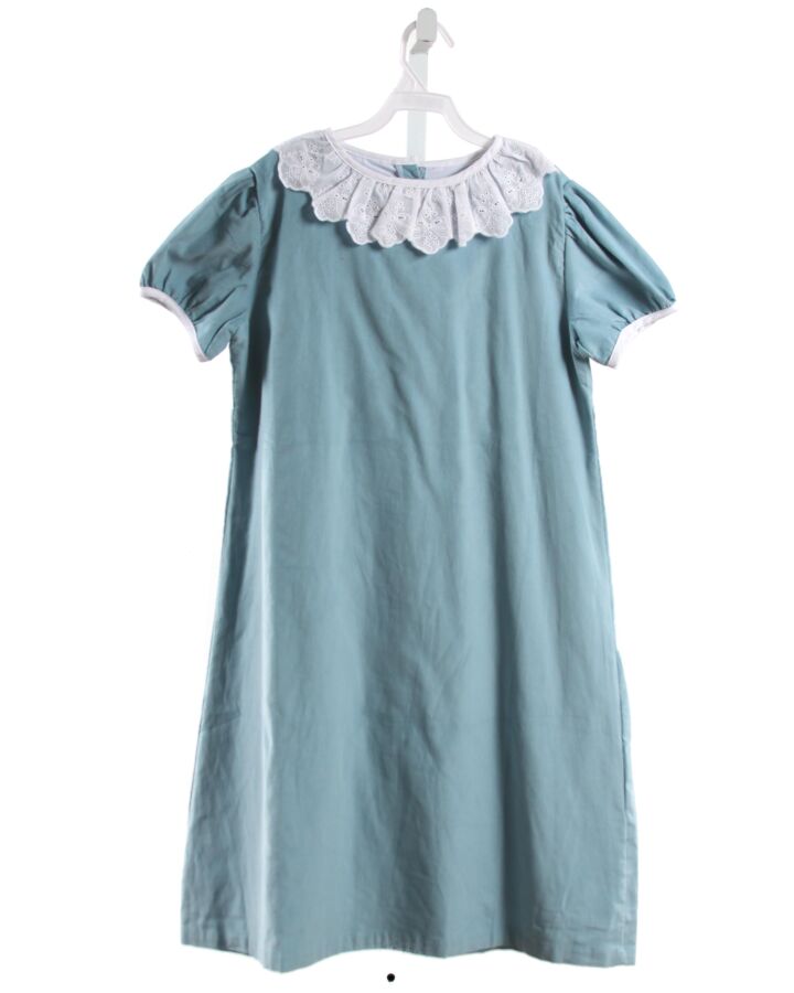 THE OAKS APPAREL   BLUE CORDUROY   DRESS WITH EYELET TRIM