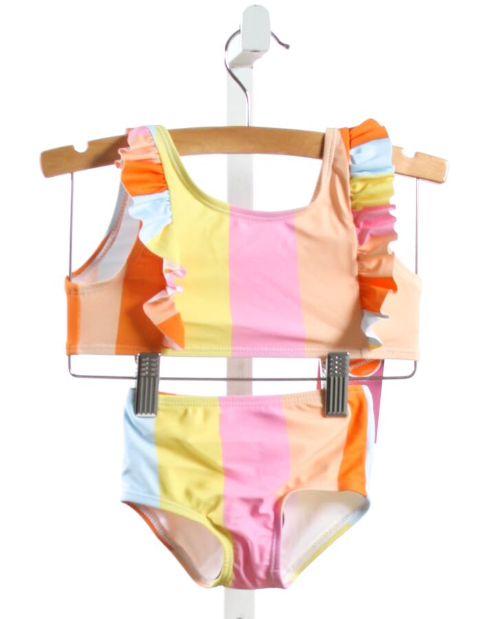 THE OAKS APPAREL   MULTI-COLOR  STRIPED  2-PIECE SWIMSUIT WITH RUFFLE