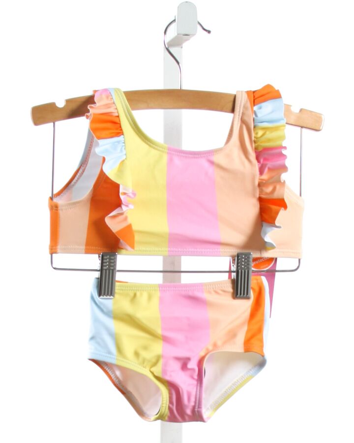 THE OAKS APPAREL   MULTI-COLOR  STRIPED  2-PIECE SWIMSUIT WITH RUFFLE