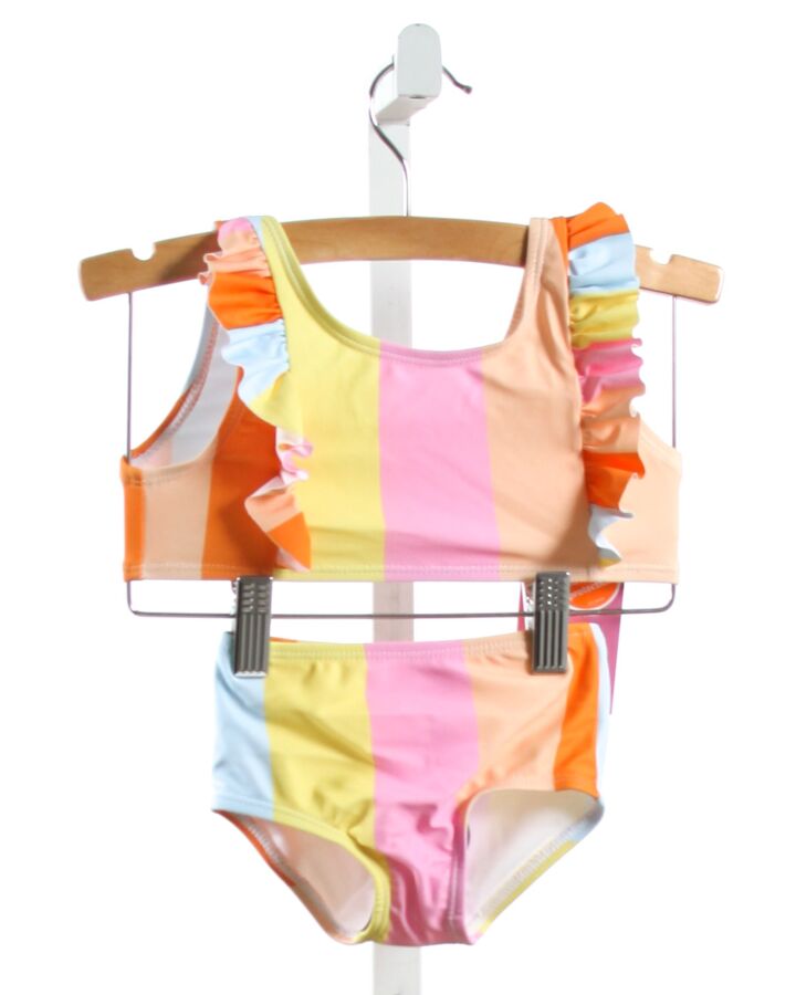 THE OAKS APPAREL   MULTI-COLOR  STRIPED  2-PIECE SWIMSUIT WITH RUFFLE