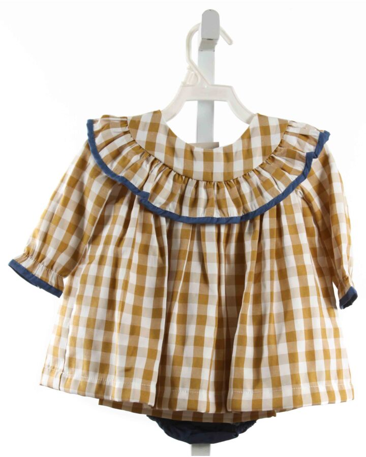 THE OAKS APPAREL   BROWN  GINGHAM  2-PIECE OUTFIT WITH RUFFLE
