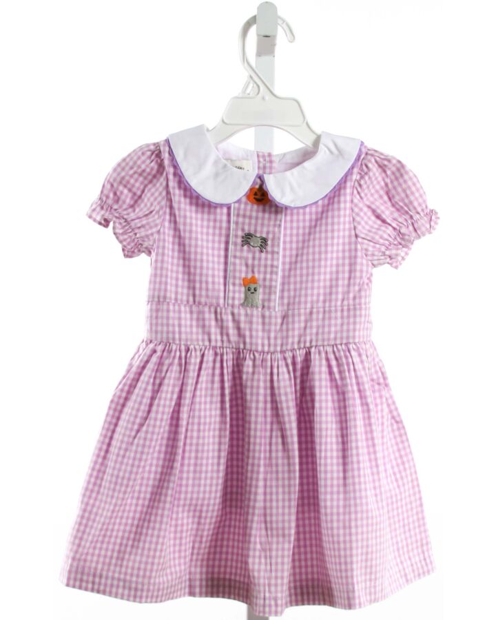 THE OAKS APPAREL   PURPLE  GINGHAM  DRESS WITH RIC RAC