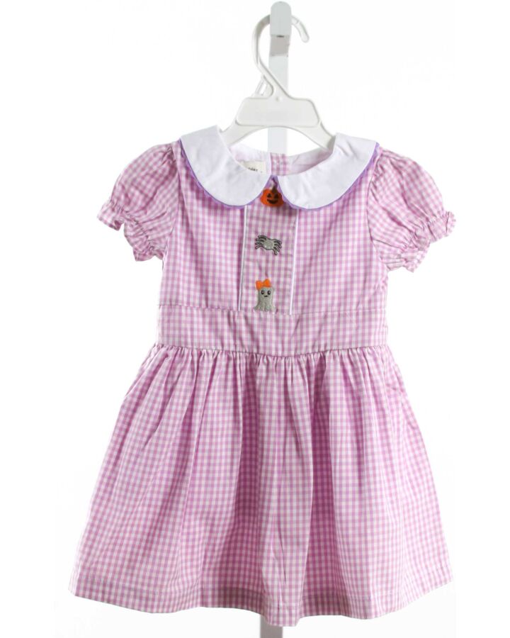 THE OAKS APPAREL   PURPLE  GINGHAM  DRESS WITH RIC RAC