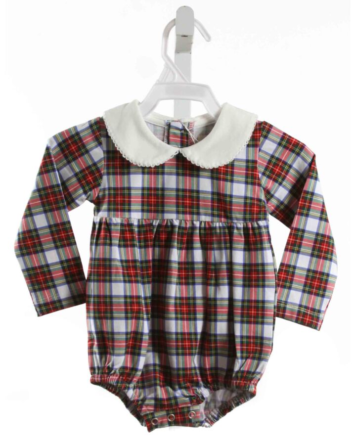 THE OAKS APPAREL   RED KNIT PLAID  BUBBLE WITH PICOT STITCHING