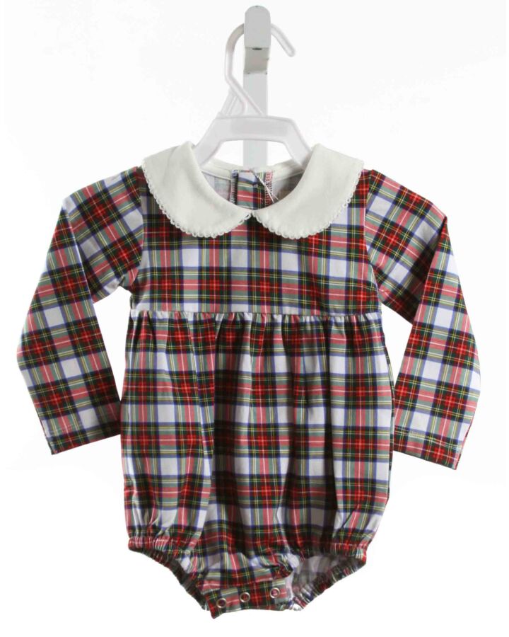 THE OAKS APPAREL   RED KNIT PLAID  BUBBLE WITH PICOT STITCHING