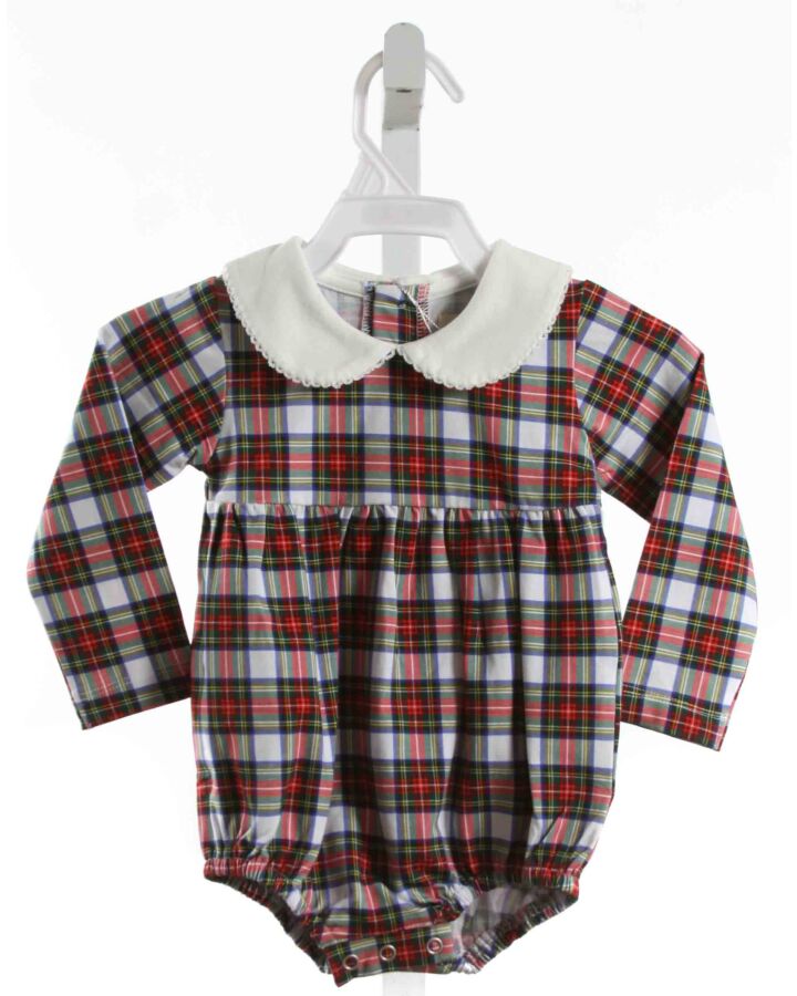 THE OAKS APPAREL   RED KNIT PLAID  BUBBLE WITH PICOT STITCHING