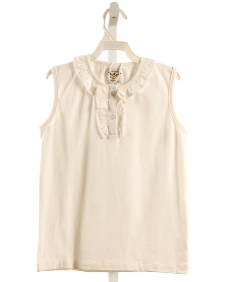 THE OAKS APPAREL   WHITE KNIT   SLEEVELESS SHIRT WITH RUFFLE