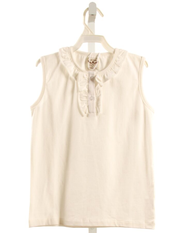 THE OAKS APPAREL   WHITE KNIT   SLEEVELESS SHIRT WITH RUFFLE