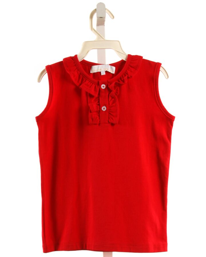 THE OAKS APPAREL   RED KNIT   SLEEVELESS SHIRT WITH RUFFLE