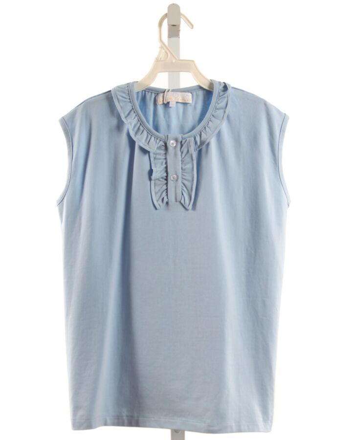 THE OAKS APPAREL   BLUE KNIT   SLEEVELESS SHIRT WITH RUFFLE