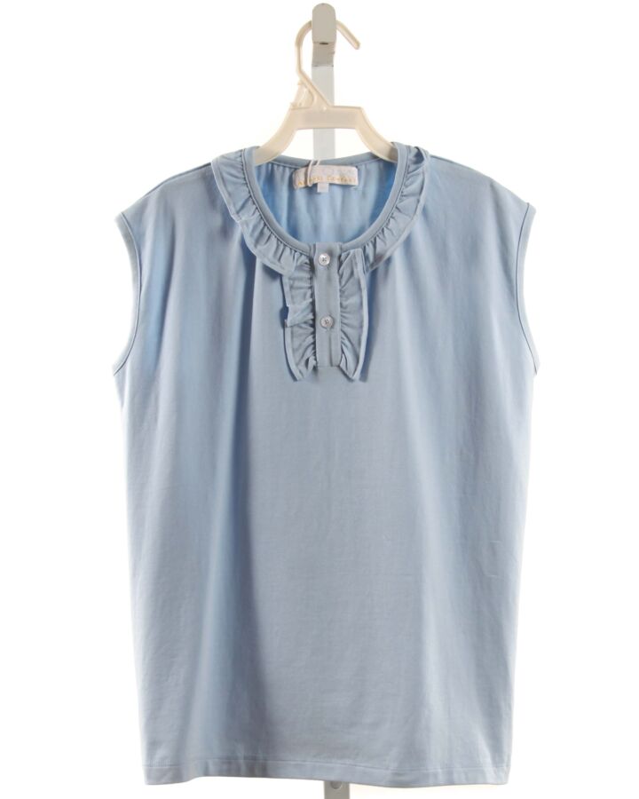 THE OAKS APPAREL   BLUE KNIT   SLEEVELESS SHIRT WITH RUFFLE