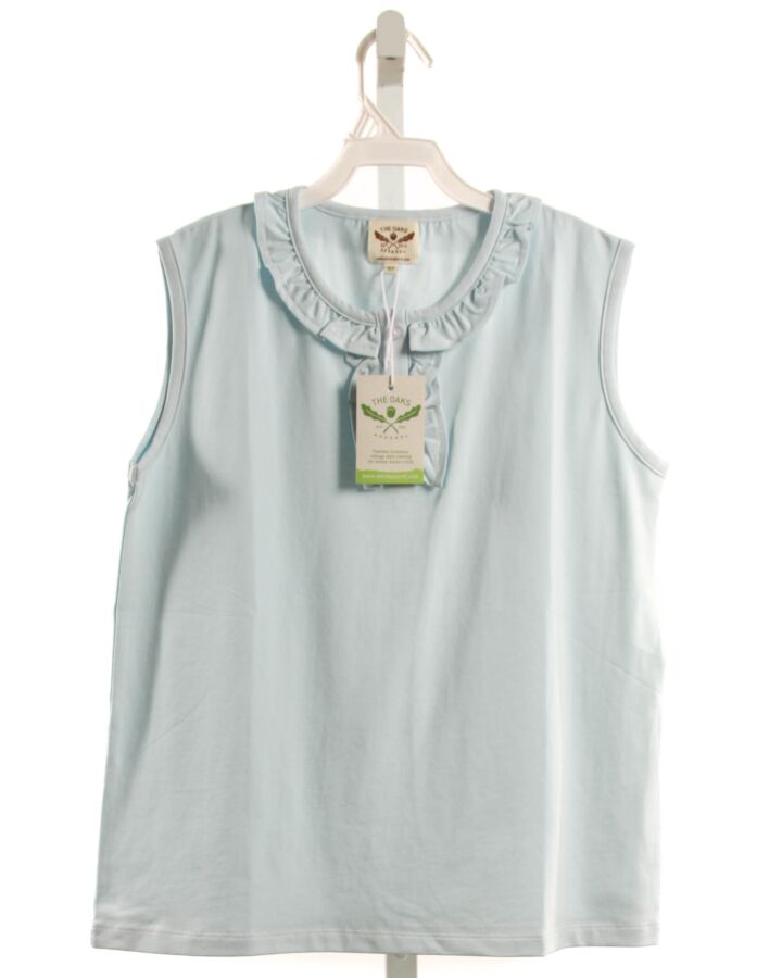 THE OAKS APPAREL   LT BLUE KNIT   SLEEVELESS SHIRT WITH RUFFLE