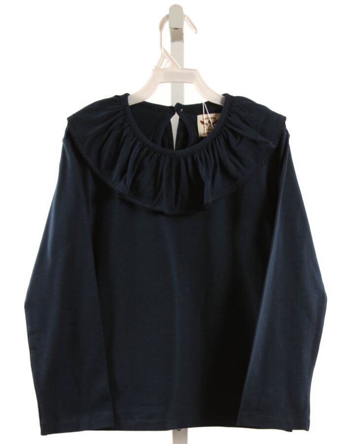 THE OAKS APPAREL   BLUE    KNIT LS SHIRT WITH PICOT STITCHING