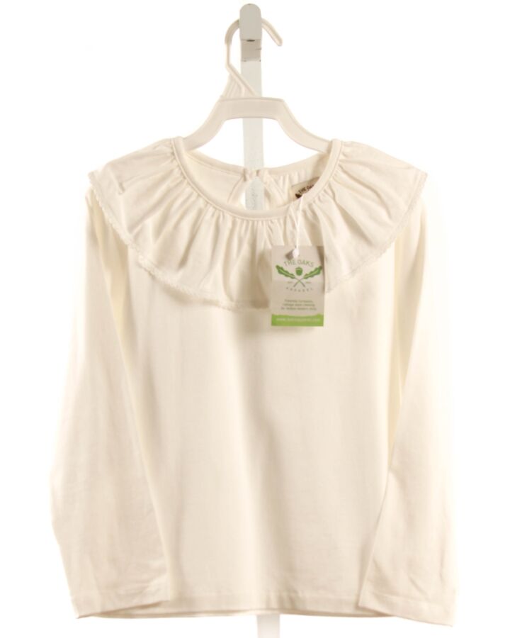 THE OAKS APPAREL   WHITE    KNIT LS SHIRT WITH PICOT STITCHING