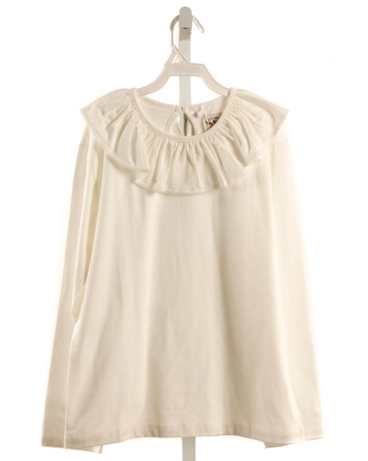 THE OAKS APPAREL   WHITE    KNIT LS SHIRT WITH PICOT STITCHING