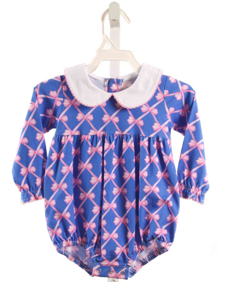 THE OAKS APPAREL   BLUE   PRINTED DESIGN KNIT BUBBLE WITH PICOT STITCHING