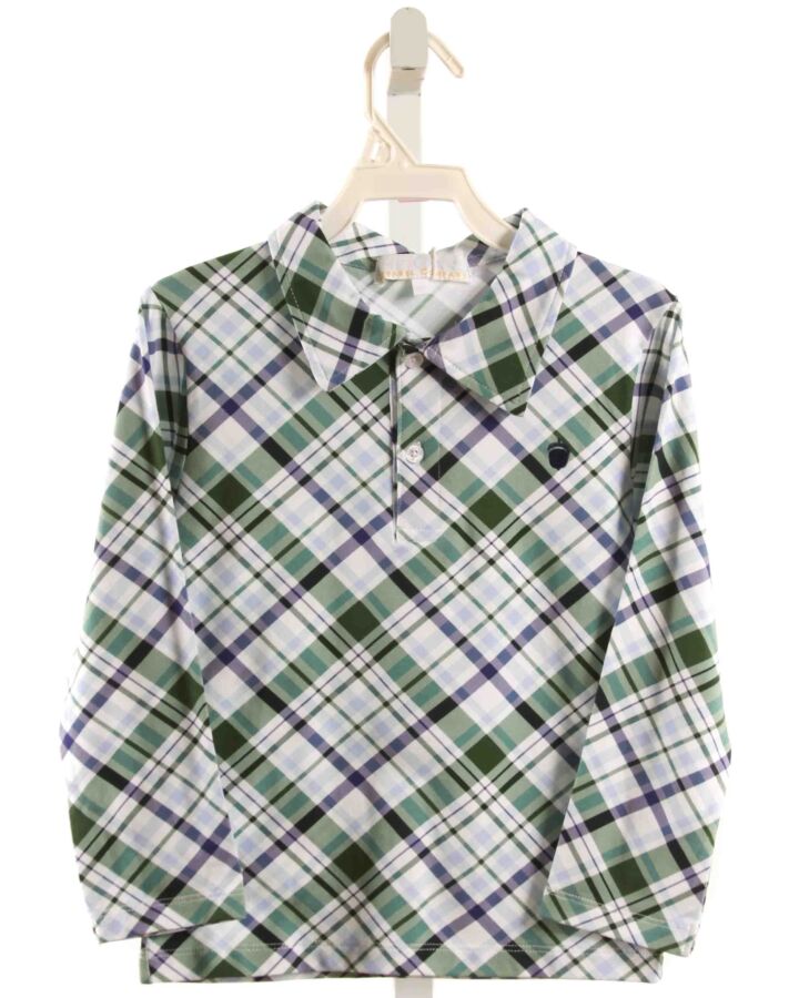 THE OAKS APPAREL   GREEN  PLAID  KNIT LS SHIRT