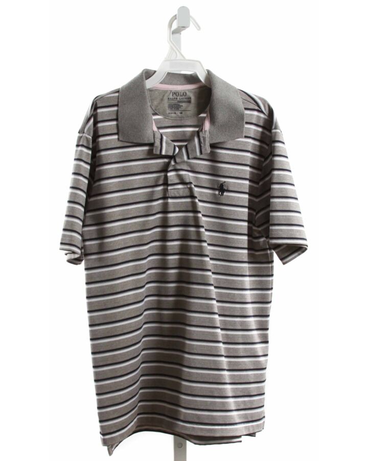 POLO BY RALPH LAUREN  GRAY  STRIPED  KNIT SS SHIRT