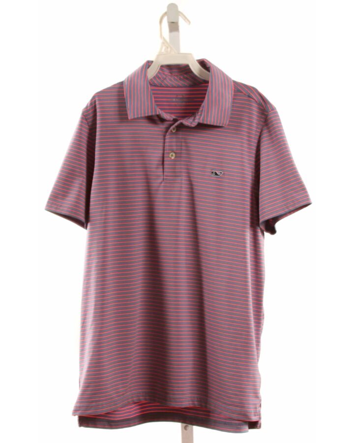 VINEYARD VINES  HOT PINK  STRIPED  KNIT SS SHIRT