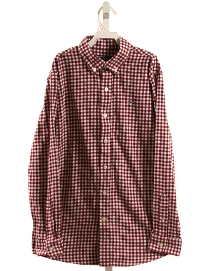 VINEYARD VINES  MAROON  GINGHAM  DRESS SHIRT