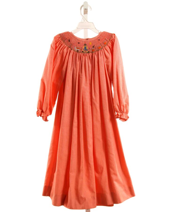BE MINE  ORANGE  MICROCHECK SMOCKED DRESS